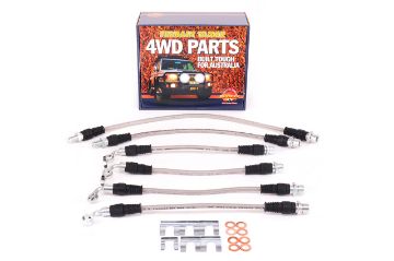 BRAIDED BRAKE HOSE KIT SUIT TO 2" RAISED SUSP. WITHOUT ABS