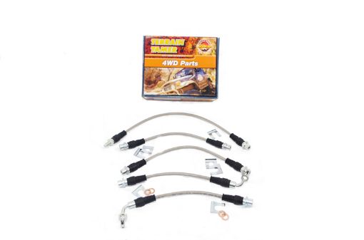 BRAIDED BRAKE HOSE KIT DRUM BKE RR TO 2"RAISED SUSP SUIT ABS