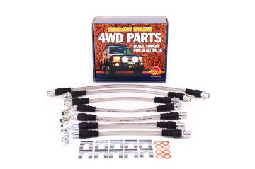 BRAIDED BRAKE HOSE KIT SUIT TO 2" RAISED SUSP. SUITS ABS