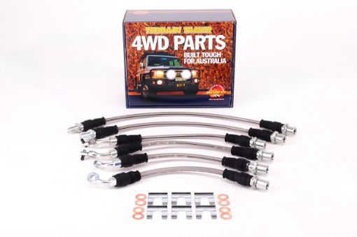 BRAIDED BRAKE HOSE KIT SUITS 0-50MM RAISE SUSPENSION NON ABS